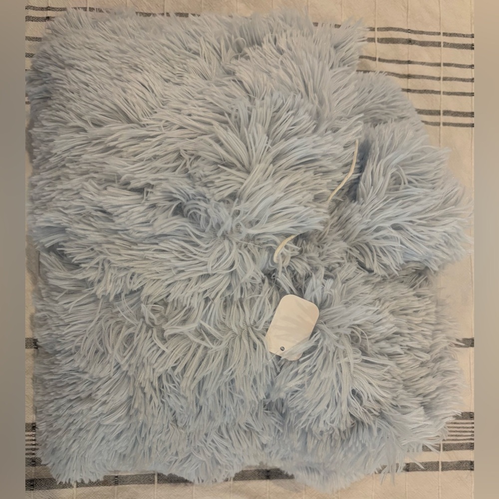 Pottery Barn Teen Recycled Super Fluffy Faux Fur Duvet Cover Ice Blue Twin